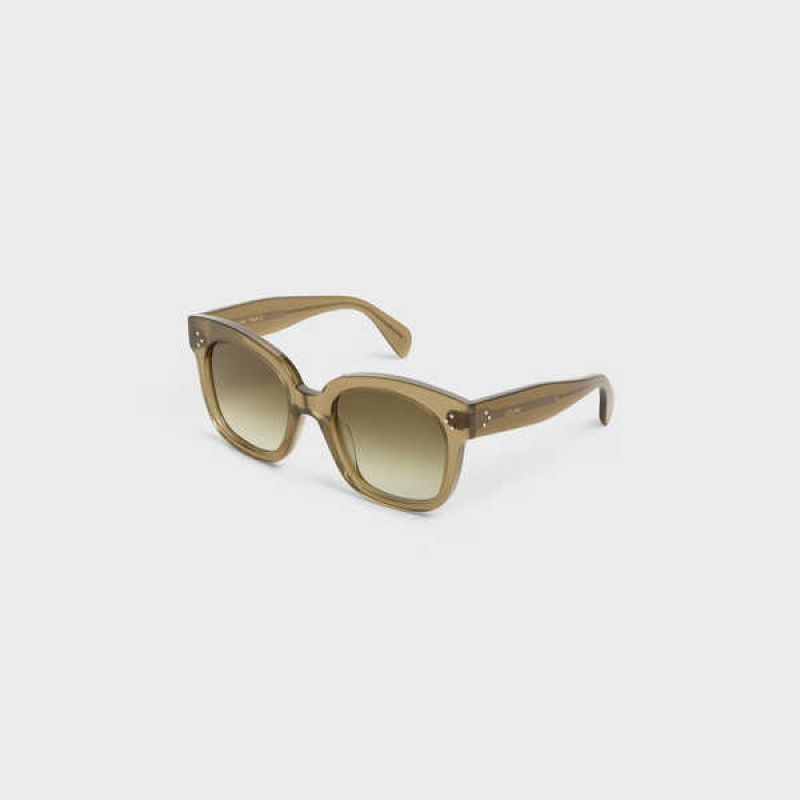 Celine Oversized S002 In Acetate Zonnebril Khaki | CL-592438