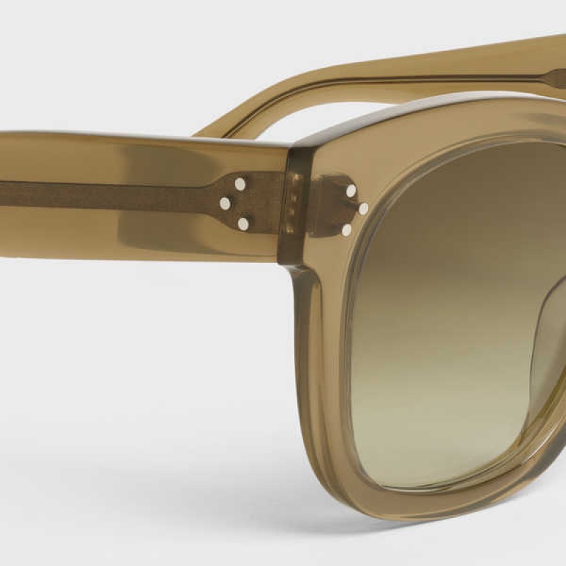 Celine Oversized S002 In Acetate Zonnebril Khaki | CL-592438