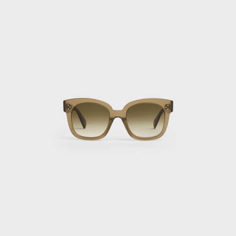 Celine Oversized S002 In Acetate Zonnebril Khaki | CL-592438