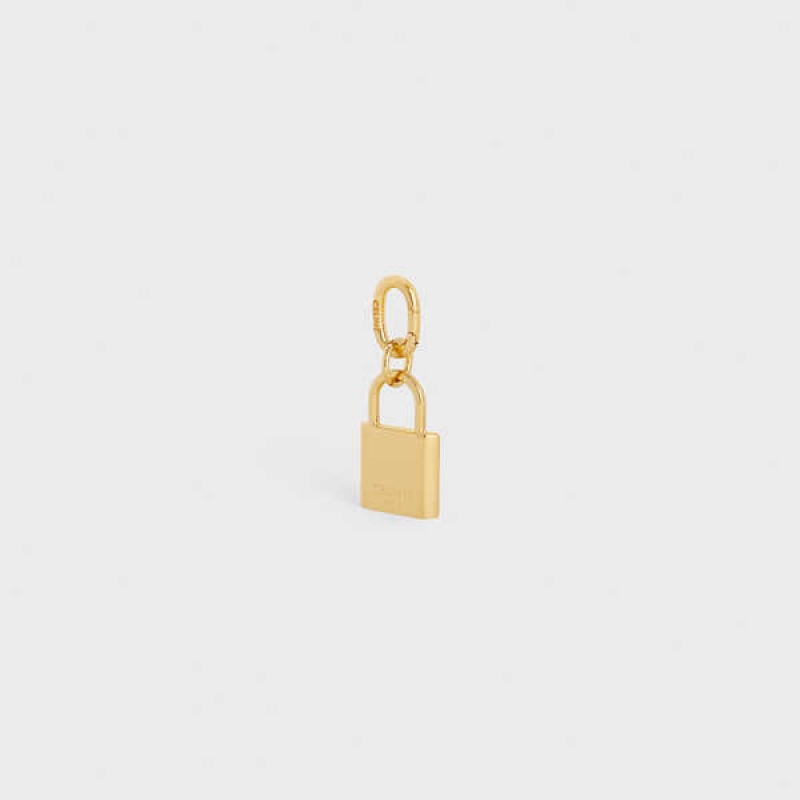 Celine Padlock Charm In Brass Kleine Lederwaren Goud | CL-592921