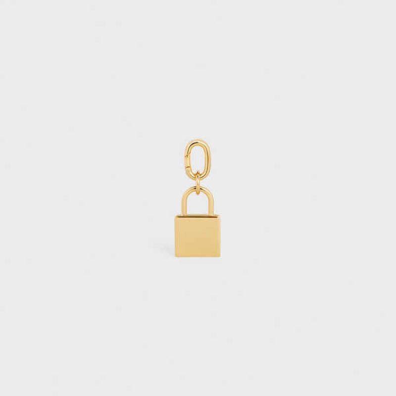 Celine Padlock Charm In Brass Kleine Lederwaren Goud | CL-592921