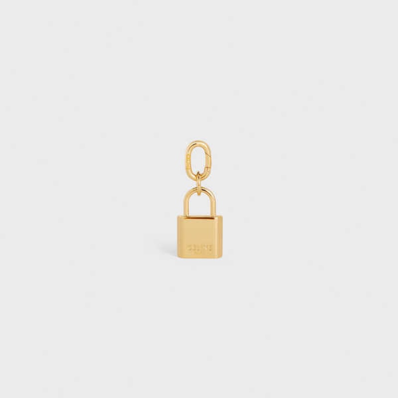 Celine Padlock Charm In Brass Kleine Lederwaren Goud | CL-592921