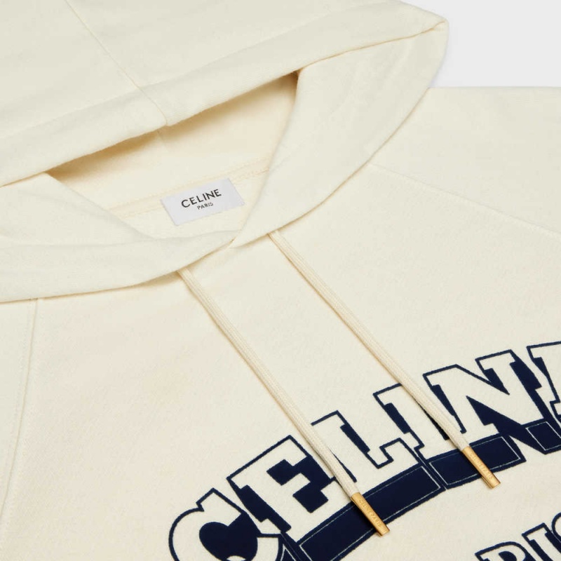 Celine Paris 70 S Hoodie In Katoenen And Cashmere Sweatshirts Wit Donkerblauw | CL-592807