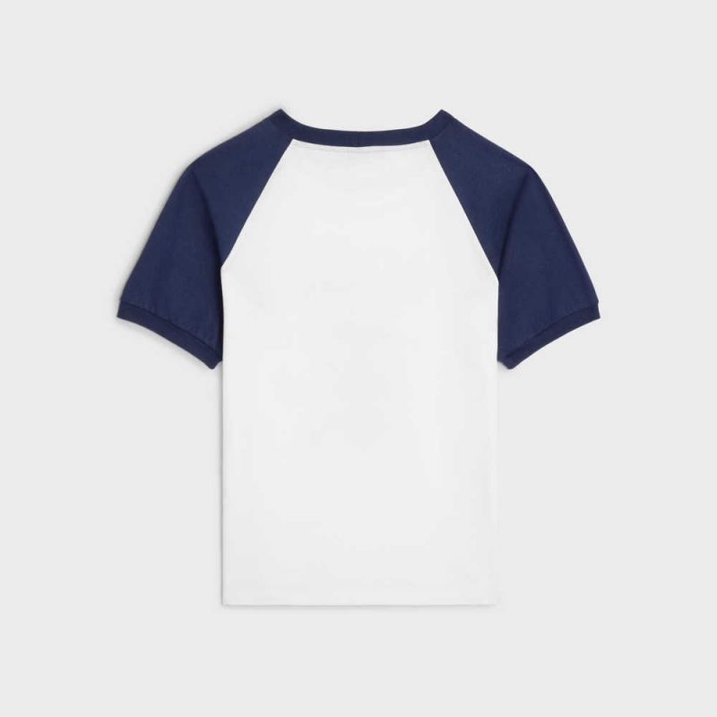 Celine Paris Anchor In Katoenen Jersey T-shirt Wit Donkerblauw | CL-592784