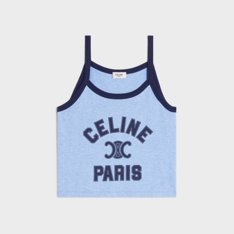 Celine Paris Tank In Katoenen Jersey Sweatshirts Blauw Donkerblauw | CL-592796