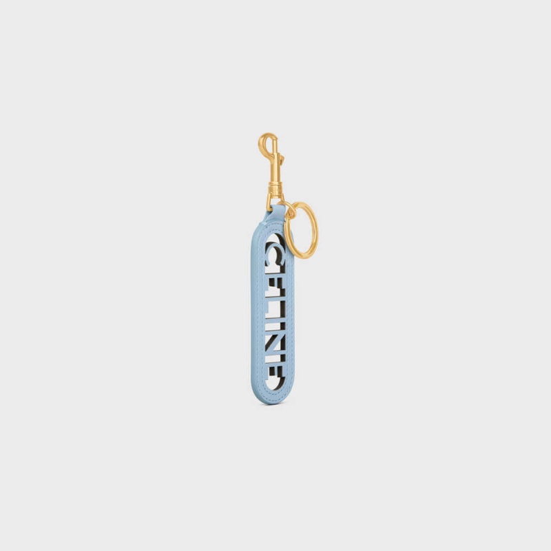 Celine Perforated Keyring Charm In Smooth Calfskin Kleine Lederwaren Blauw | CL-592900