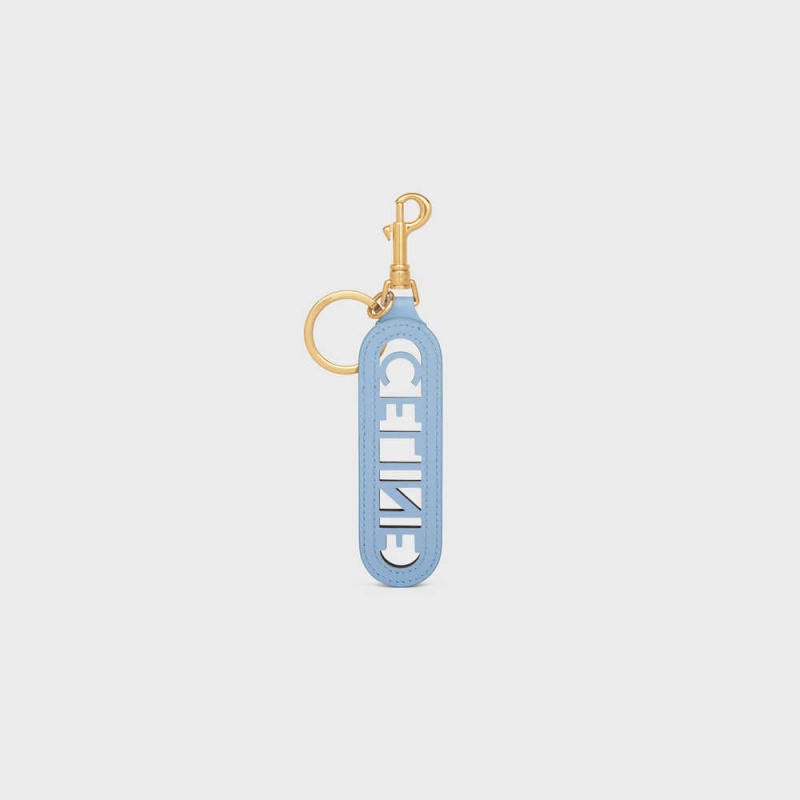 Celine Perforated Keyring Charm In Smooth Calfskin Kleine Lederwaren Blauw | CL-592900