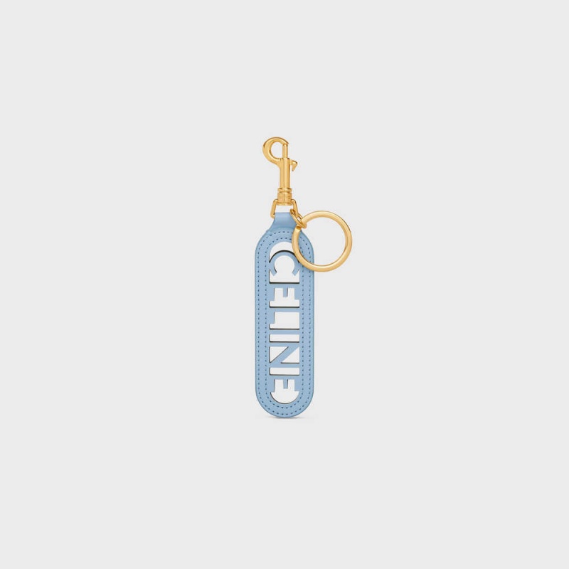 Celine Perforated Keyring Charm In Smooth Calfskin Kleine Lederwaren Blauw | CL-592900