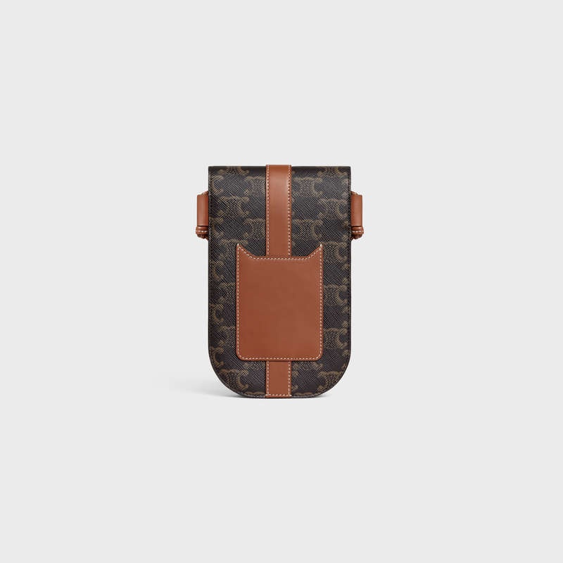 Celine Phone Pouch In Triomphe Canvas And Calfskin Zak Bruin | CL-591780