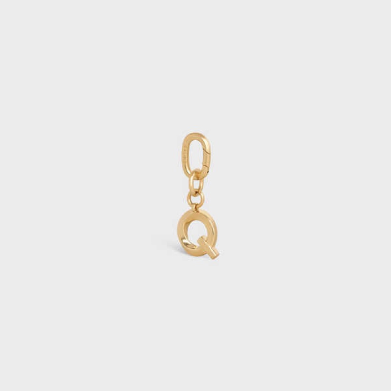 Celine Q Charm In Brass Kleine Lederwaren Goud | CL-592936