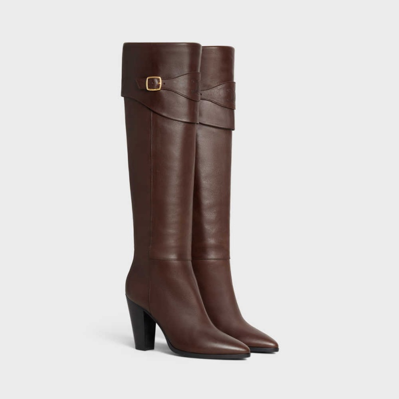 Celine Rijden With Triomphe Wiltern In Calfskin Laarzen Bruin | CL-592516