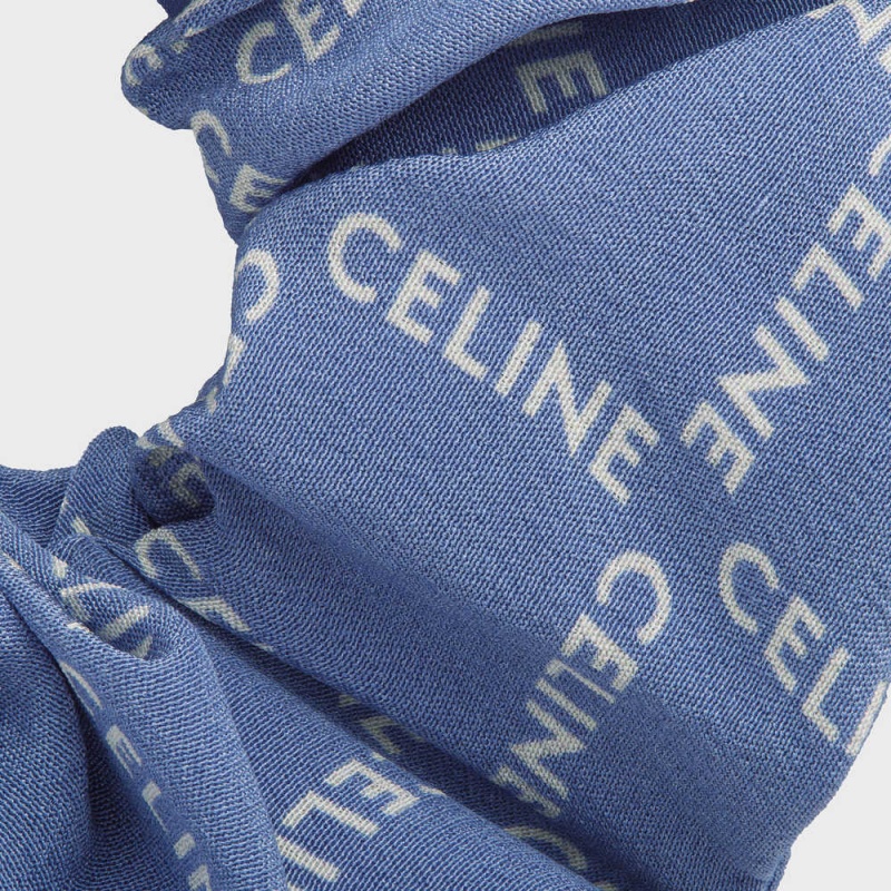 Celine Scrunchy Square In Brass With Gold Finish And Blue Silk Haaraccessoires Goud Blauw | CL-592329