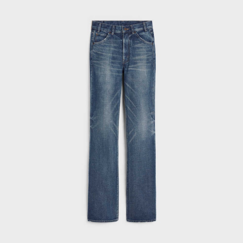 Celine Serge Flare Jeans In Dark Union Wash Denim Broek Donkerlichtturkoois | CL-592724