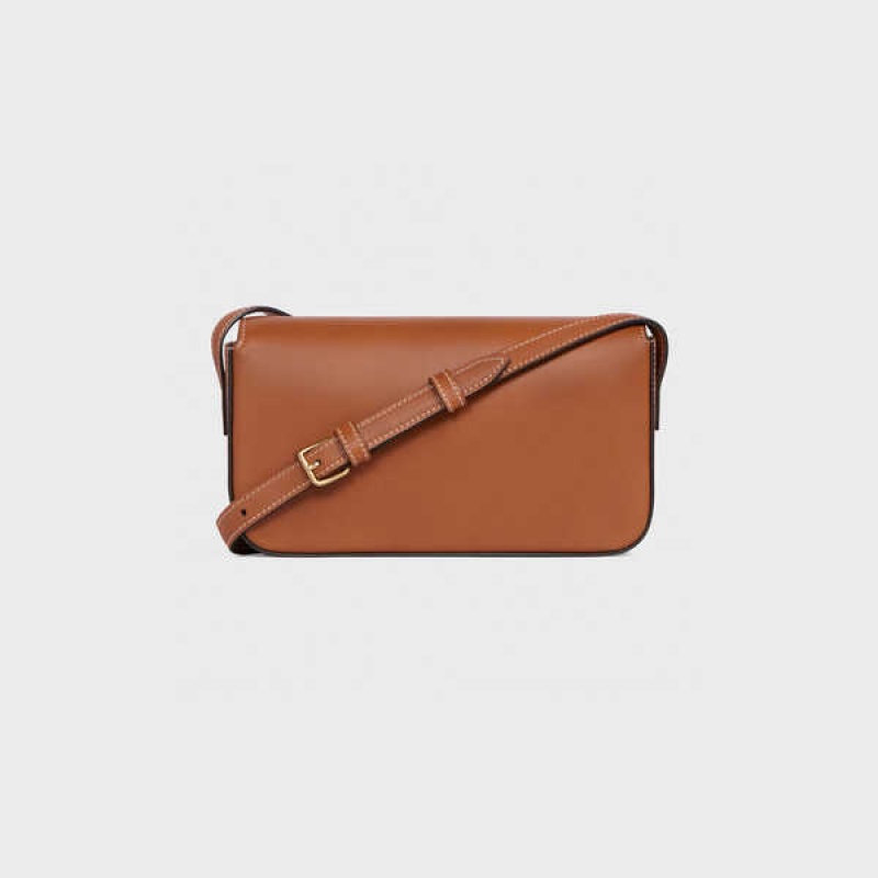 Celine Shoulder Bag In Natural Calfskin Triomphe Bruin | CL-593241