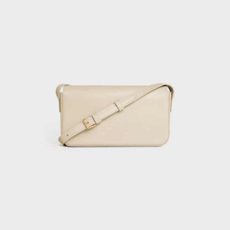 Celine Shoulder Bag In Shiny Calfskin Triomphe Beige | CL-593243