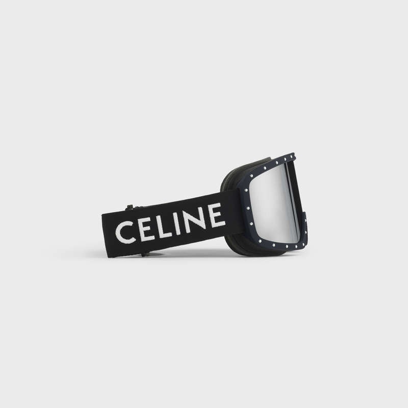 Celine Ski Mask In Plastic With Metal Studs & Mirror Lenses Zonnebril Zwart Zwart | CL-591761