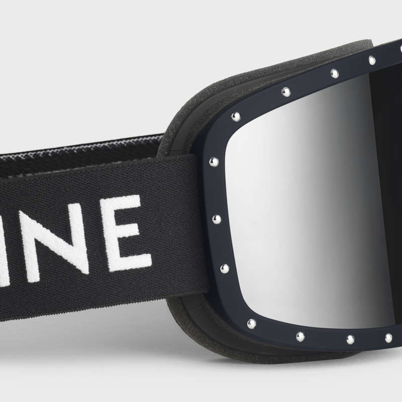 Celine Ski Mask In Plastic With Metal Studs & Mirror Lenses Zonnebril Zwart Zwart | CL-591761