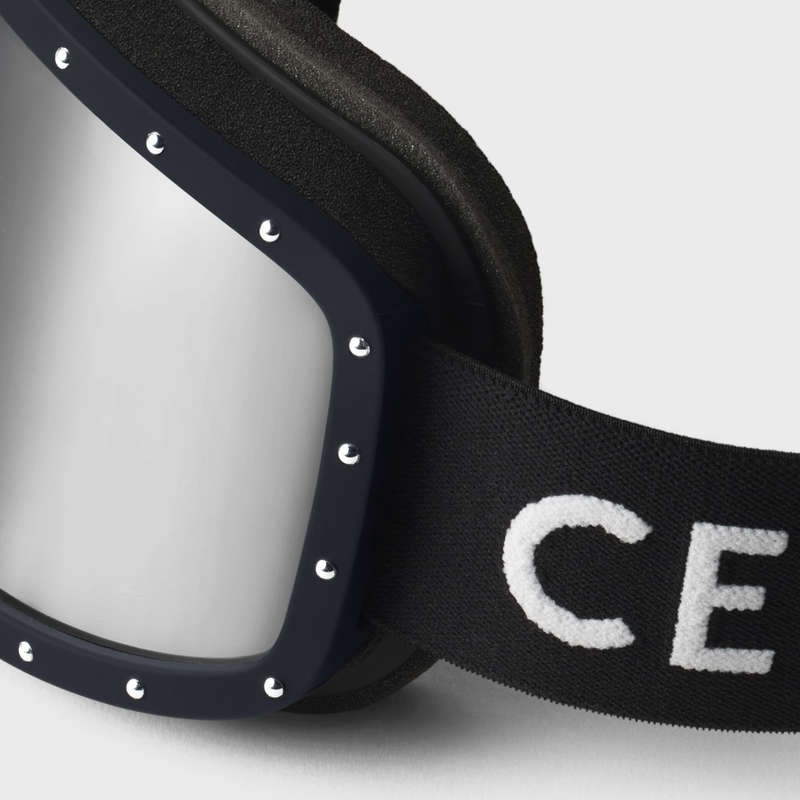 Celine Ski Mask In Plastic With Metal Studs & Mirror Lenses Zonnebril Zwart Zwart | CL-591761