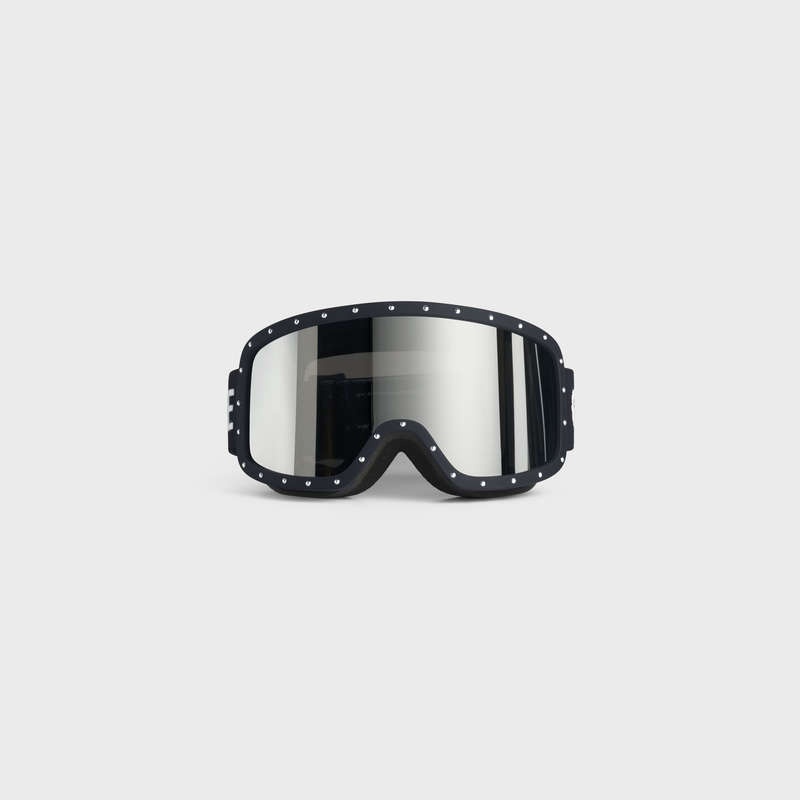 Celine Ski Mask In Plastic With Metal Studs & Mirror Lenses Zonnebril Zwart Zwart | CL-591761