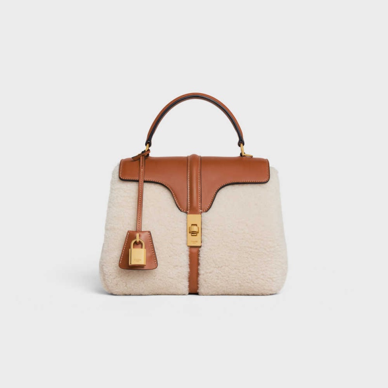 Celine Small Bag In Shearling And Natural Calfskin 16 Beige Bruin | CL-593277