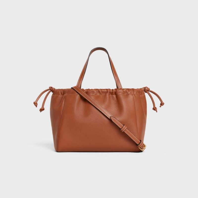 Celine Small Cabas Drawstring In Smooth Calfskin Cuir Triomphe Bruin | CL-593155