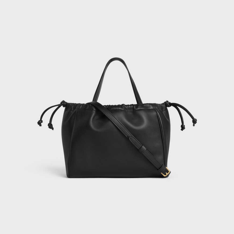 Celine Small Cabas Drawstring In Smooth Calfskin Cuir Triomphe Zwart | CL-593154