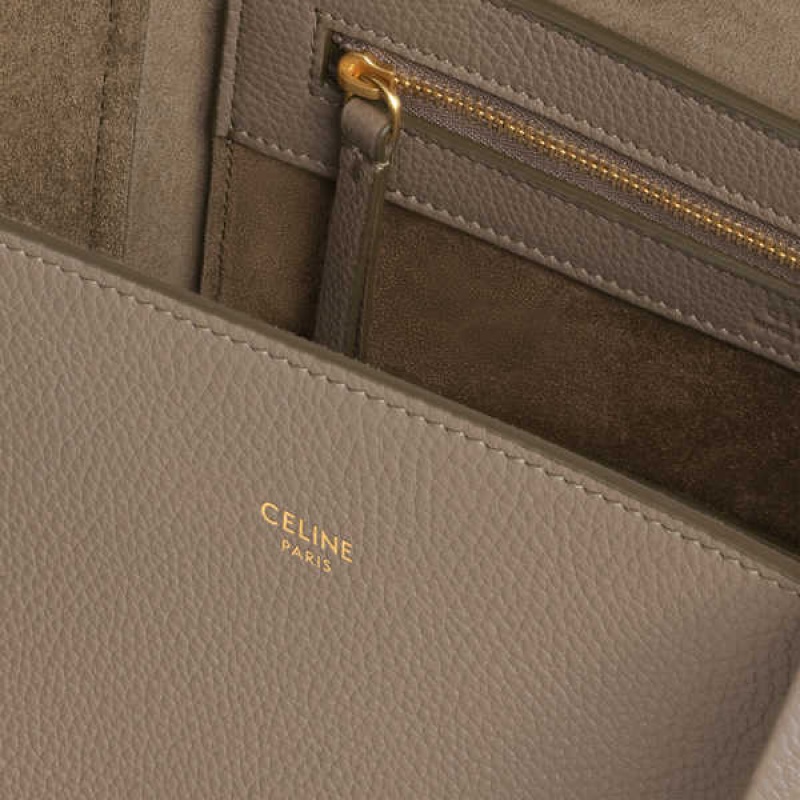 Celine Small Phantom In Soft Grained Calfskin Cabas Grijs Bruin | CL-593093