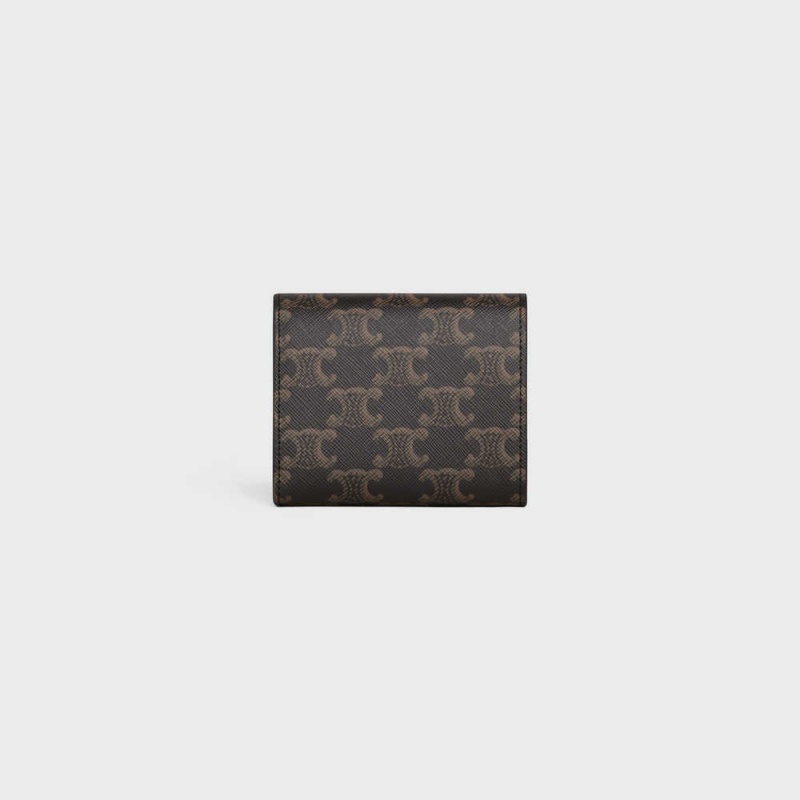 Celine Small Triomphe In Triomphe Canvas Portefeuille Bruin | CL-592977