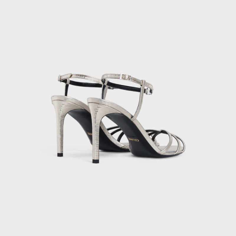 Celine Soir In Lizard Stamped Metalized Calfskin Sandalen Zilver | CL-592597