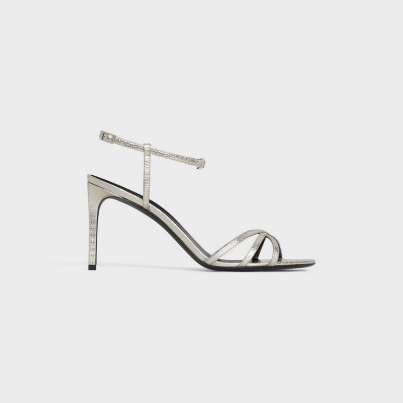 Celine Soir In Lizard Stamped Metalized Calfskin Sandalen Zilver | CL-592597