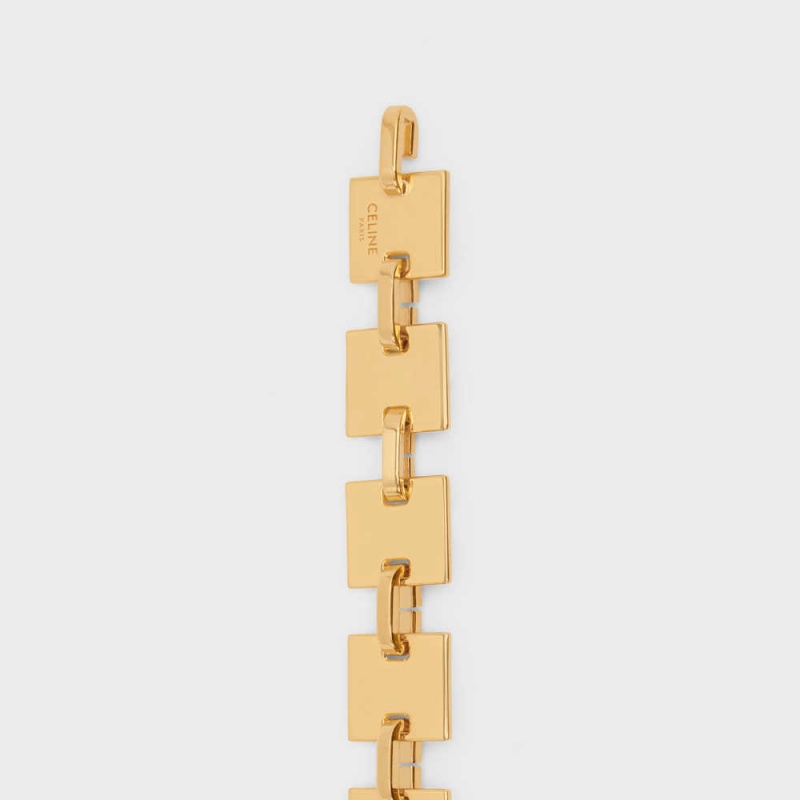 Celine Square Chain In Brass Riemen Goud | CL-592449