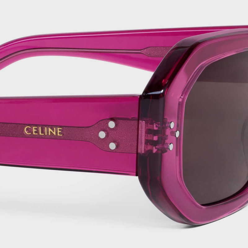 Celine Square S255 In Acetate Zonnebril Roze | CL-592403