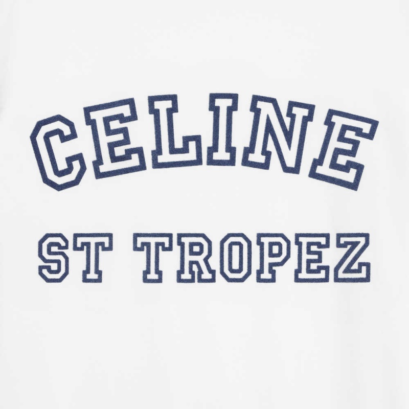 Celine St Tropez 70 S In Katoenen Jersey T-shirt Wit Rood Blauw | CL-592781