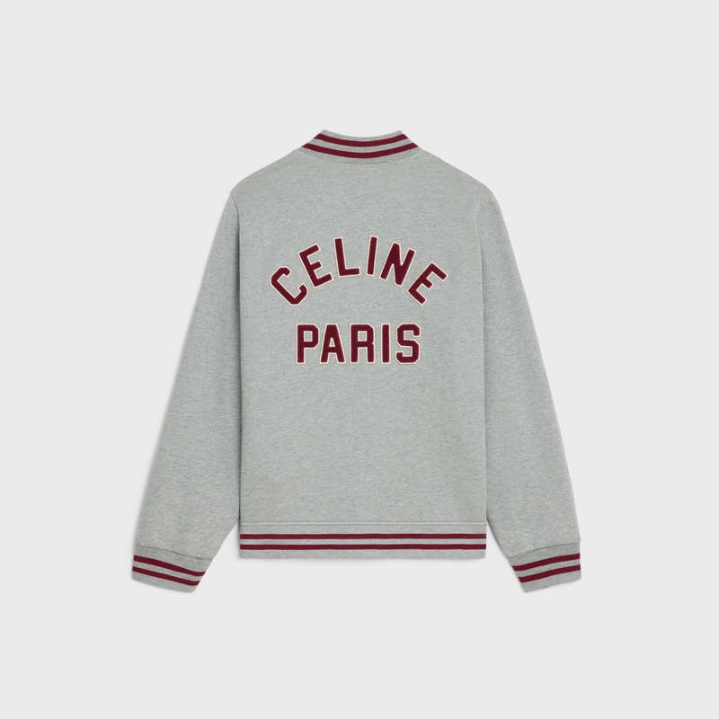 Celine Teddy College In Katoenen Fleece Blousons Grijs Rood Paars | CL-591943