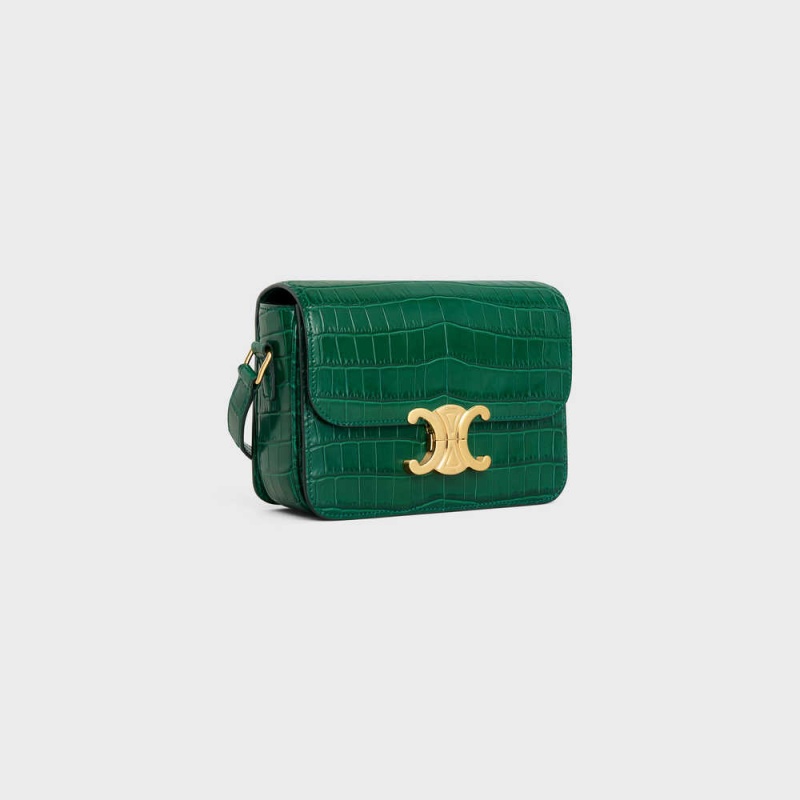 Celine Teen Bag In Niloticus Crocodile Triomphe Groen | CL-593210