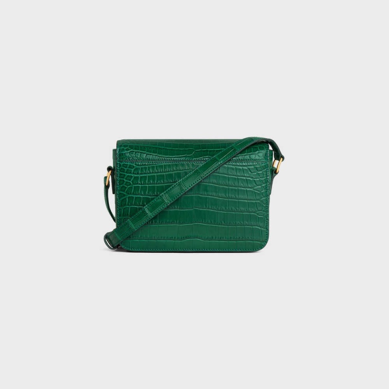 Celine Teen Bag In Niloticus Crocodile Triomphe Groen | CL-593210