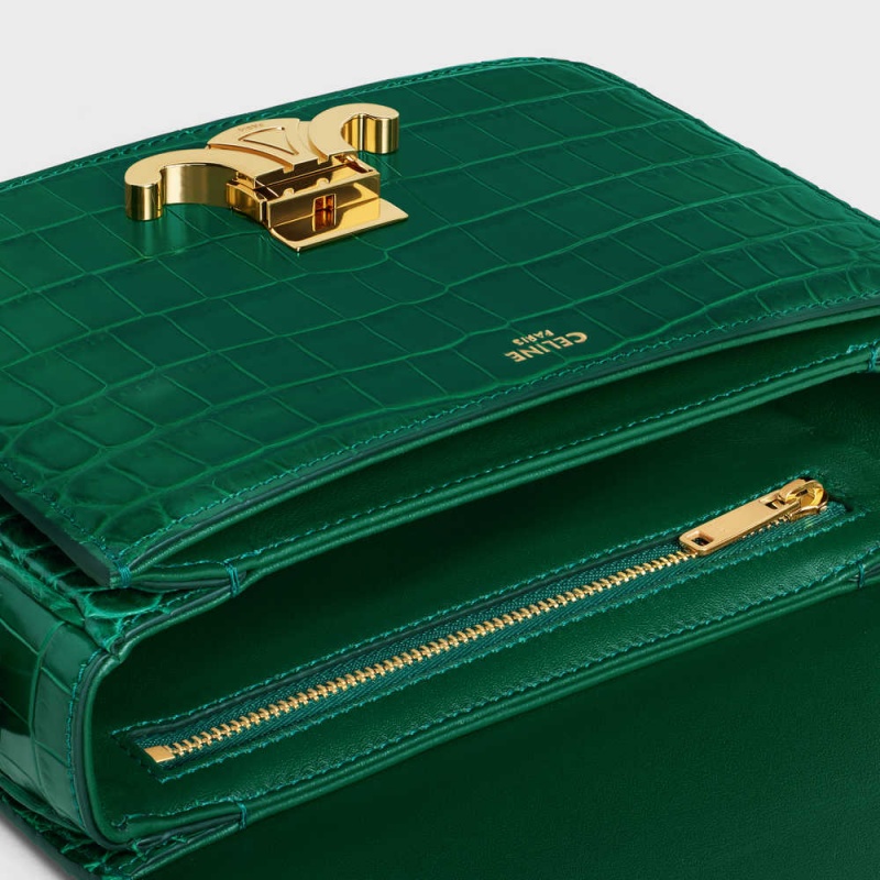 Celine Teen Bag In Niloticus Crocodile Triomphe Groen | CL-593210