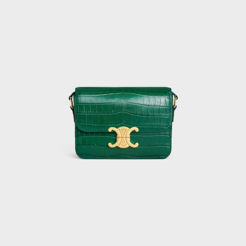 Celine Teen Bag In Niloticus Crocodile Triomphe Groen | CL-593210