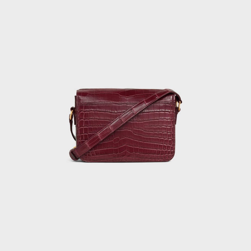 Celine Teen Bag In Niloticus Crocodile Triomphe Bordeaux | CL-593209