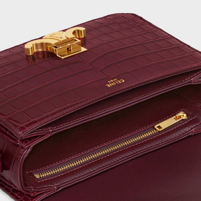 Celine Teen Bag In Niloticus Crocodile Triomphe Bordeaux | CL-593209