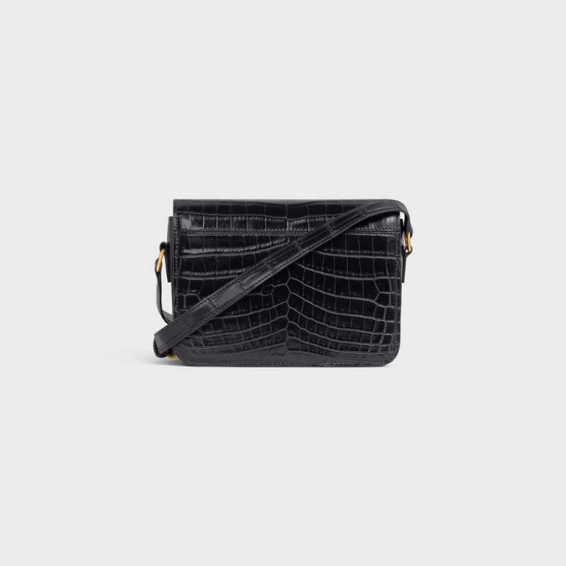 Celine Teen Bag In Niloticus Crocodile Triomphe Zwart | CL-593208