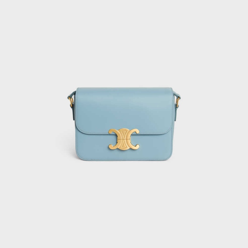 Celine Teen Bag In Shiny Calfskin Triomphe Blauw | CL-593201