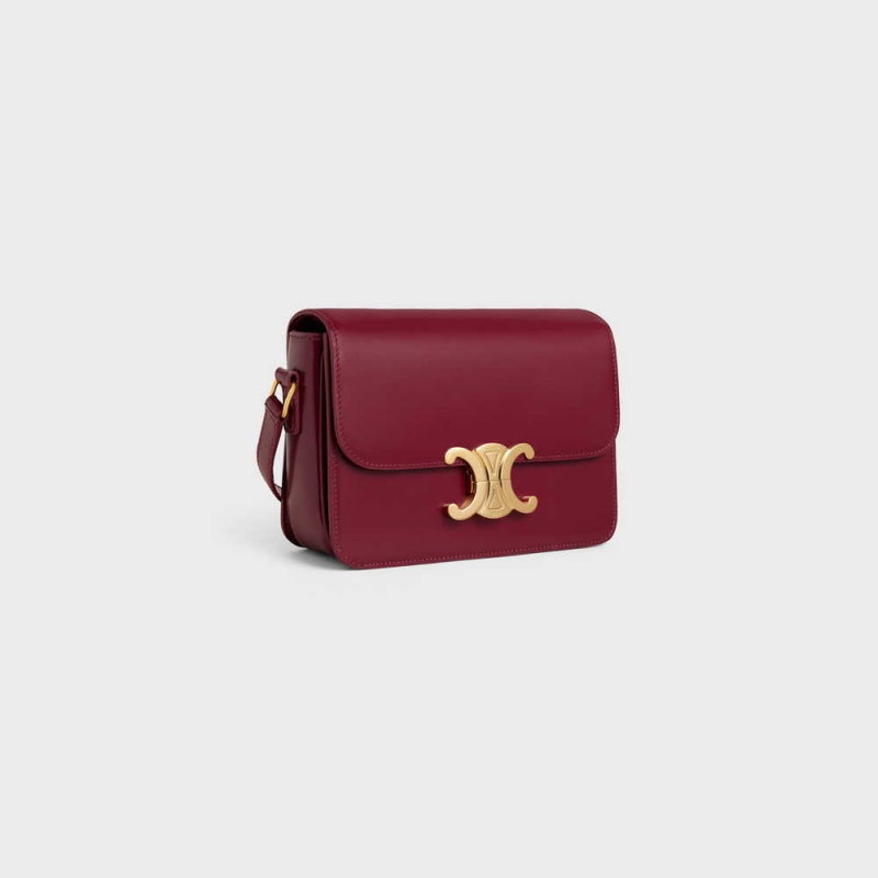 Celine Teen Bag In Shiny Calfskin Triomphe Bordeaux | CL-593197