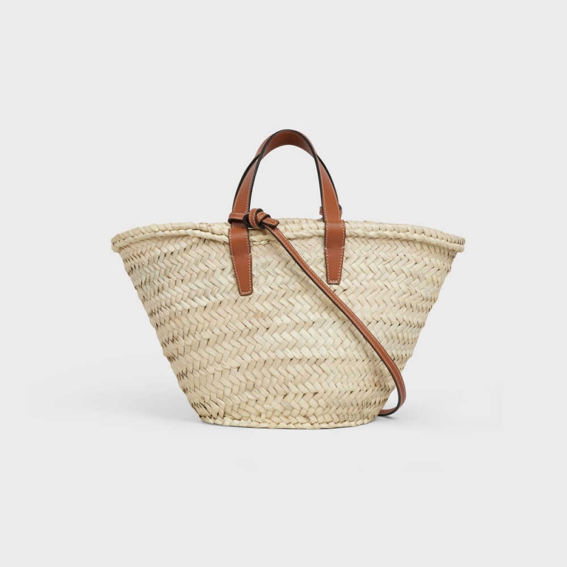 Celine Teen Triomphe Klassieke In Palm Leaves And Calfskin Panier Bruin | CL-593072