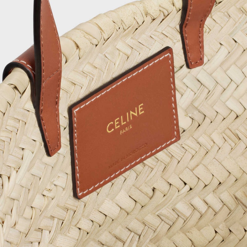 Celine Teen Triomphe Klassieke In Palm Leaves And Calfskin Panier Bruin | CL-593072