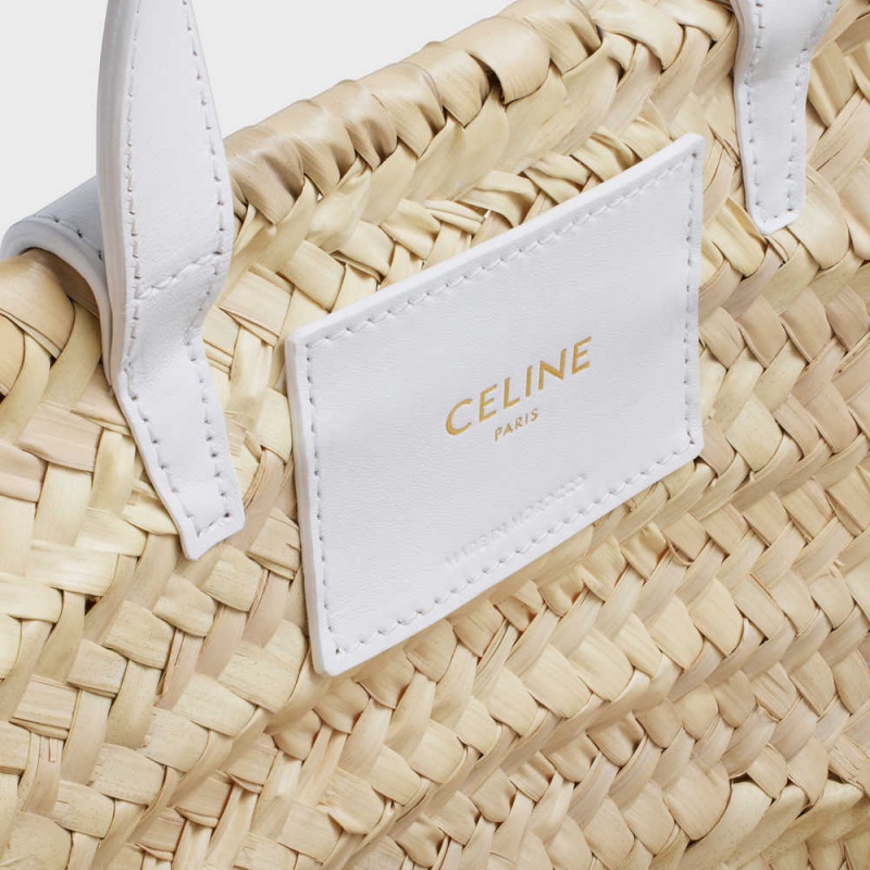 Celine Teen Triomphe Klassieke In Palm Leaves And Calfskin Panier Wit | CL-593070