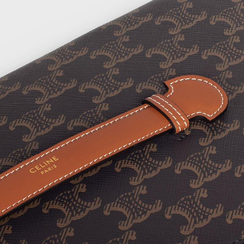 Celine Tie Case In Triomphe Canvas And Calfskin Zakelijke Tassen Bruin | CL-591827