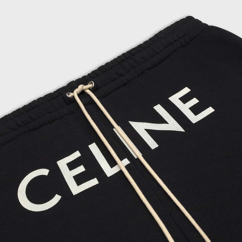 Celine Track In Katoenen Fleece Broek Zwart Wit | CL-592031