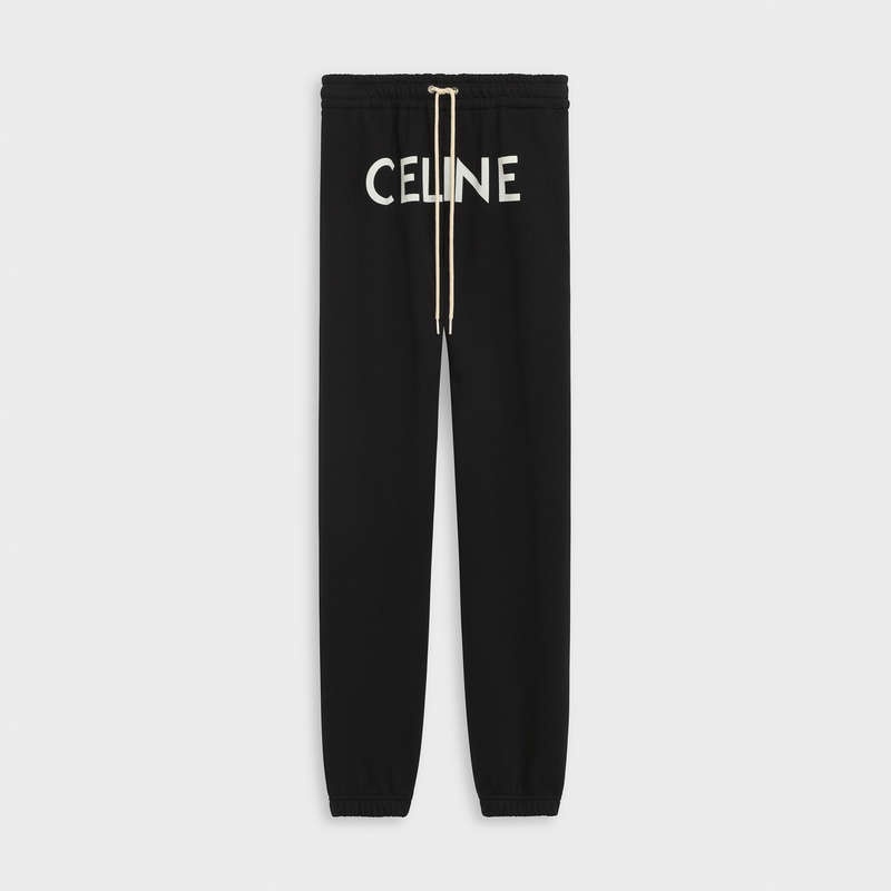 Celine Track In Katoenen Fleece Broek Zwart Wit | CL-592031