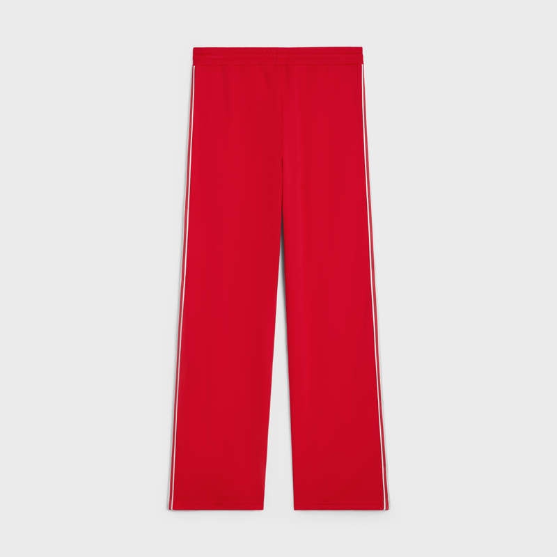 Celine Tracksuit In Double Face Jersey Broek Rood Wit | CL-592039